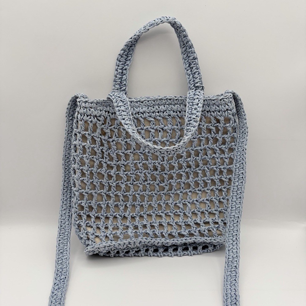 Madewell Mini Tranport Tote Straw Basket Crossbody Bag Distant Peri
